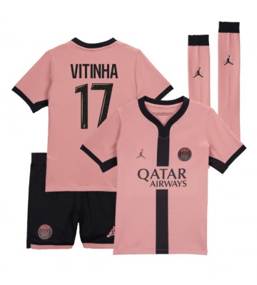 Paris Saint-Germain Vitinha #17 Tercera Equipación Niños 2024-25 Manga Corta (+ Pantalones cortos)